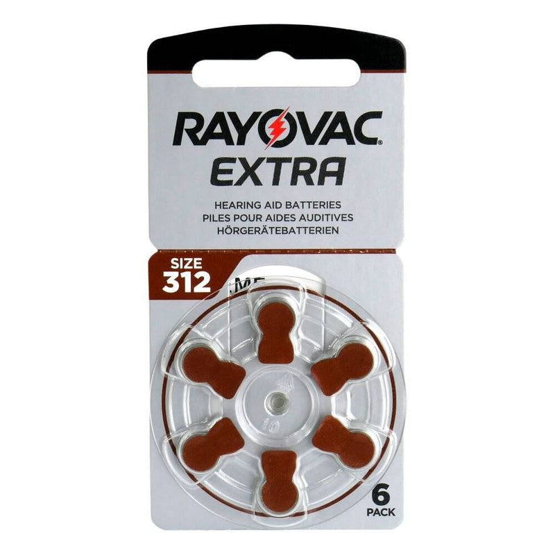 Rayovac Extra Advanced Hearing Aid Battery 312 (PR41) 6pcs Card Pack M