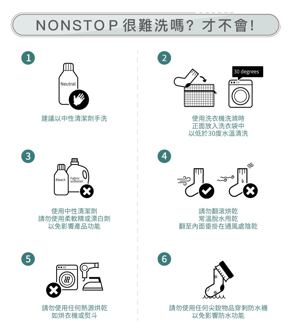 cycop - NONSTOP 2.0 全天候防水襪 [中筒]｜全地形耐候襪｜防潑水｜防污｜防塵 - 白/淺灰 (S尺寸)