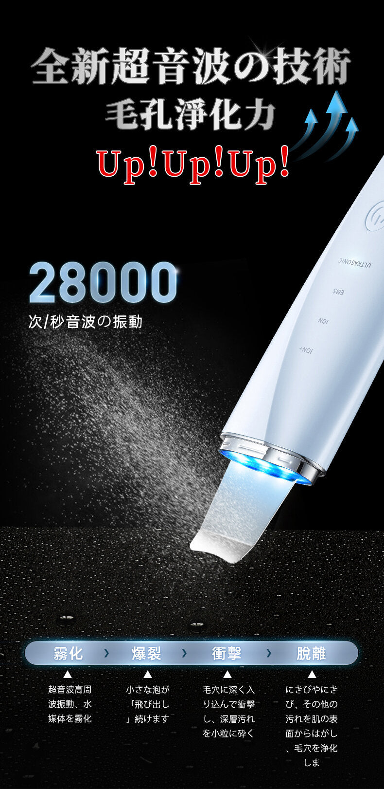 Jujy - Ultrasonic ultrasonic ultrasonic peeling machine | blackhead removal | pore shrinking | exfoliation | hydrating | lifting and firming | export and import 