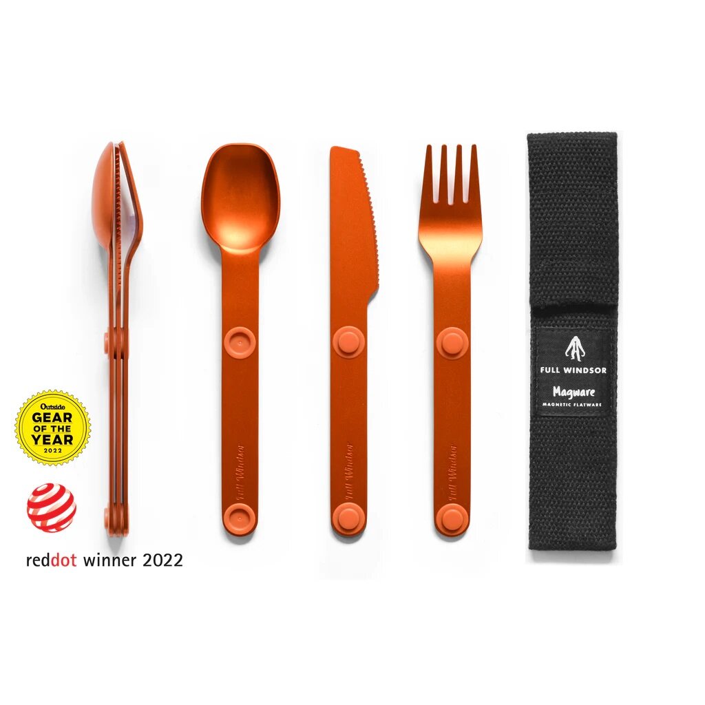 Full Windsor - Magware Environmentally Friendly Magnetic Tableware｜Camping Tableware Set｜Portable｜Travel Tableware｜Magnetic Tableware｜Knife｜Fork｜Spoon｜Storage Bag- Charcoal Black