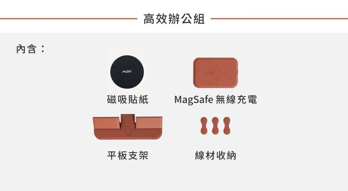 MOFT - Smart Desk Mat Digital Kit 高效辦公組｜智能電腦墊配件｜4-in-1 立架桌墊套件｜磁吸無線充電｜支架｜整線器｜MagSafe